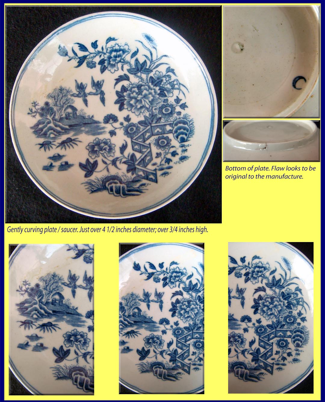Antique Georgian Worcester Dr Wall Porcelain Tea Bowl Saucer (3694)
