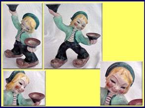 Antique Wien Art Deco Ceramic Figural boy and Girl Candlesticks (2962)