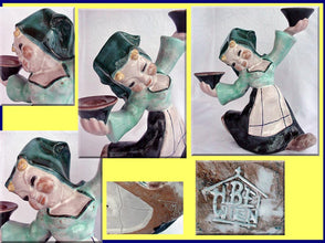 Antique Wien Art Deco Ceramic Figural boy and Girl Candlesticks (2962)