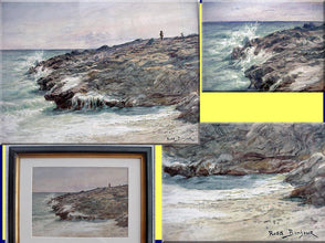 ROSA BONHEUR Painting Seascape Original Signed watercolor  (3013)