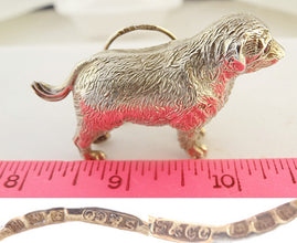 Antique Sterling Silver Card Menu Holders Dog Labrador Retriever Boxed Set(ID:5509)