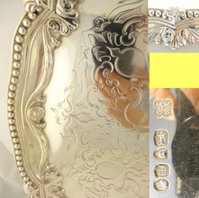 Antique Victorian Sterling Silver Footed Tray J&J Angell London Armorial (5285)