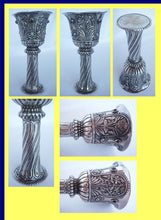 Antique Sterling Silver Chalice Kiddush Cup Set Garnets Turquoise (4432)