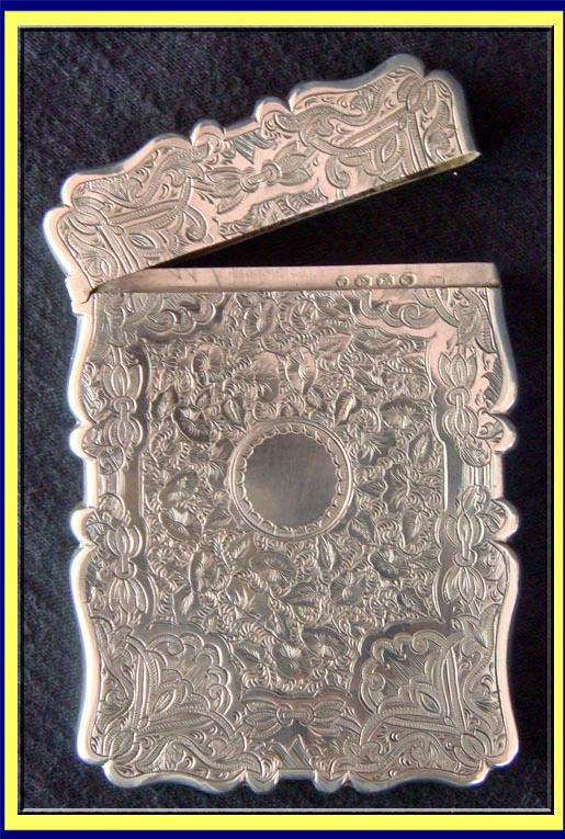 Antique engraved Sterling Silver Card Case Birmingham (3712)