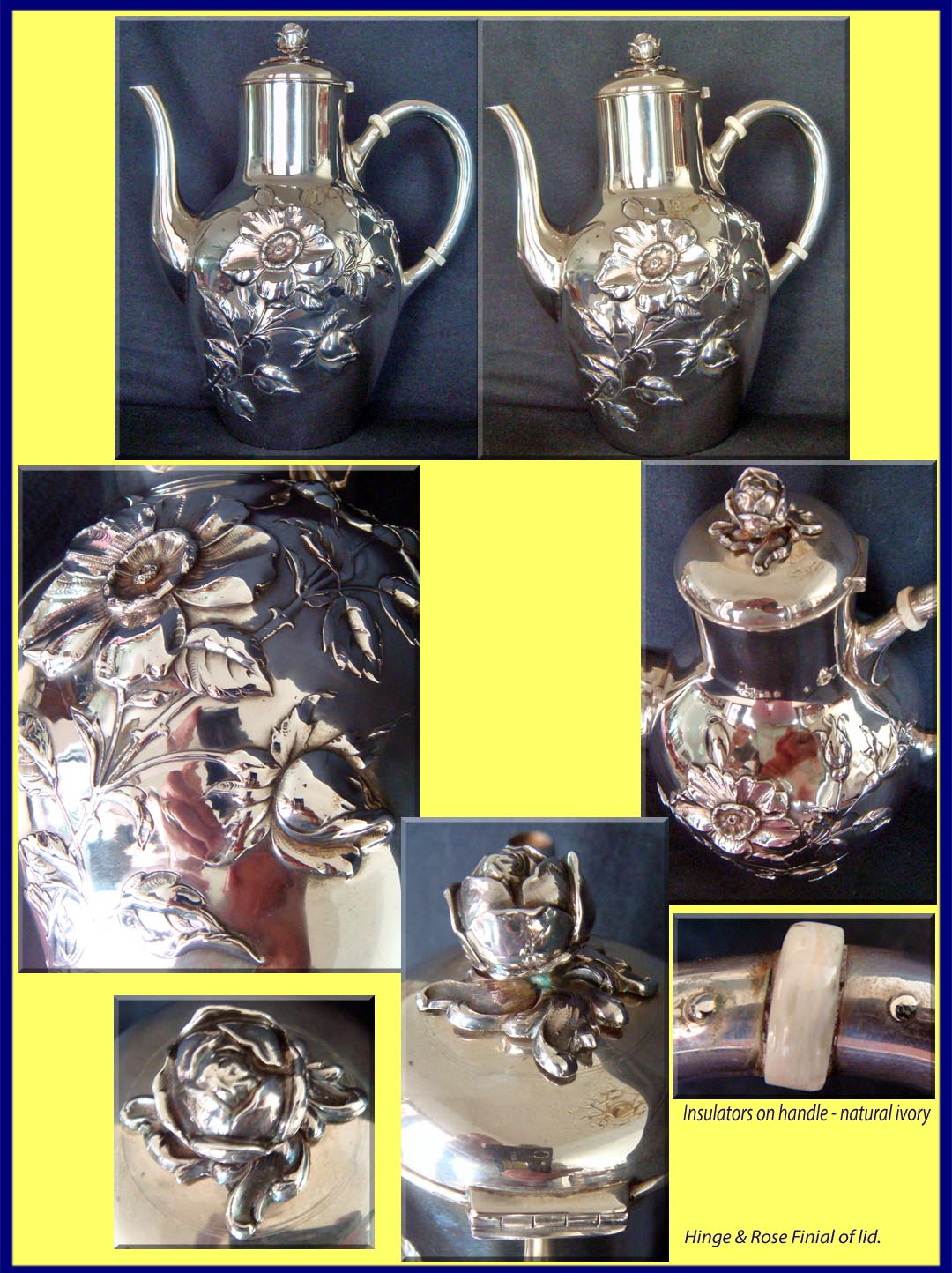 Antique Art Nouveau German silver chocolate pot (33)