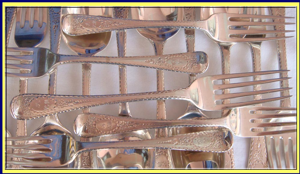 antique Georgian sterling silver flatware cutlery forks spoons