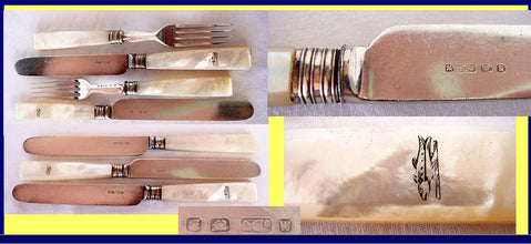 Antique Flatware Set for 12 Silver Plate Mother of Pearl (4538)