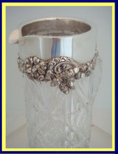 Antique Cut Glass Sterling Silver Pitcher Jug Bailey Banks & Biddle Acorn (5026)