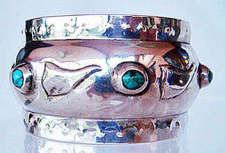 Antique Liberty & Co Cymric Napkin Holder Sterling Silver Turquoise 1904 (4740)