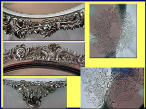 Victorian Sterling Silver repousse engraved salver legged tray Mappin Bros (3311)