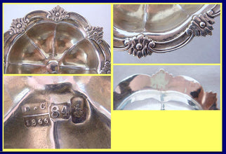 Antique Imperial Russian Silver Salt Dish W 2 Salt Caviar Spoons Scoops  (4305)