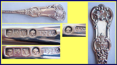 Antique Pair c1840 Scotland Sterling Silver long Stufffing Spoons (4509)