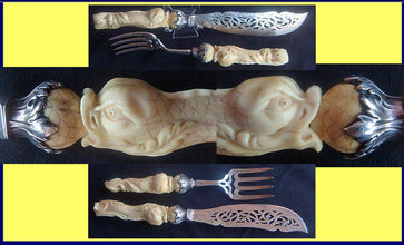 Antique Victorian Sterling Silver Serving Set Carved Dolphins Foliage (5022)