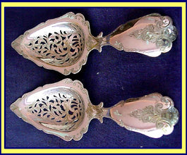 Antique Victorian pair silver Dutch berry fruit serving spoons