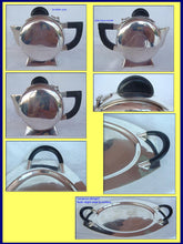 Antique Art Deco Silver plate Bakelite Geometric Tea Set Vintage (3951)