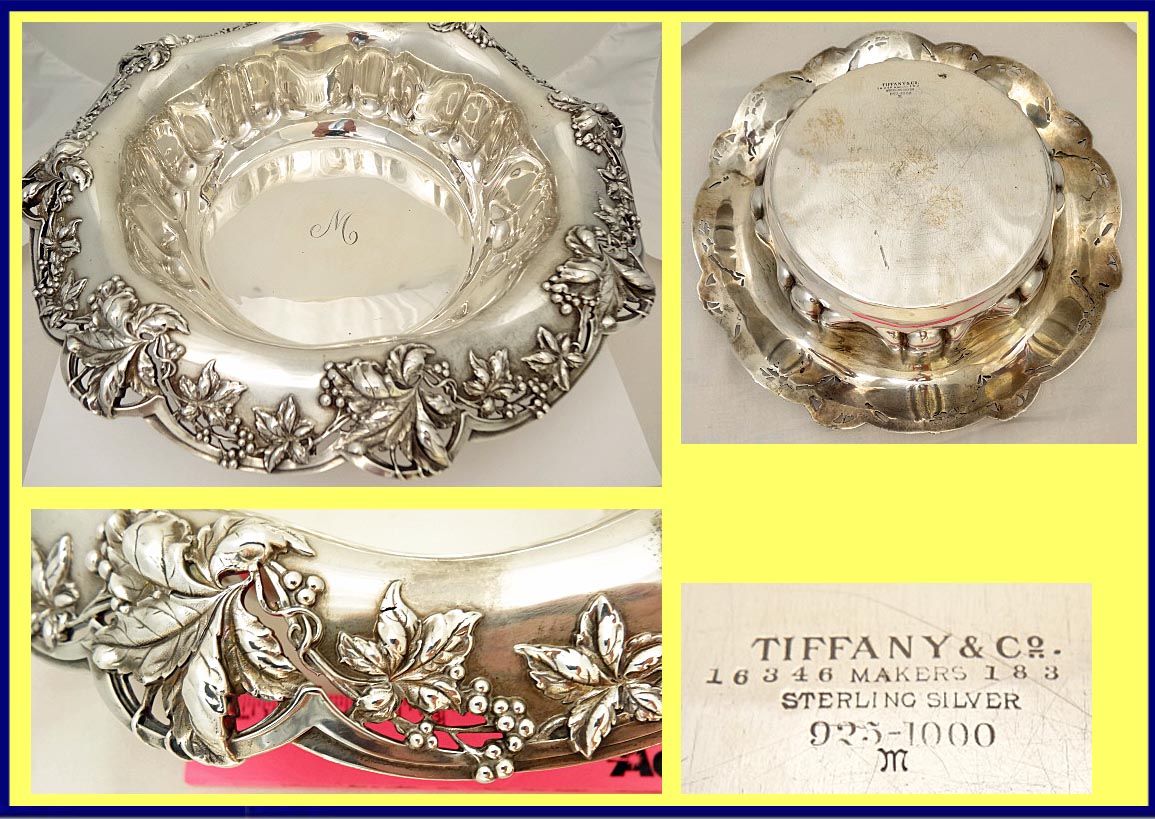 Antique Tiffany & Co Openwork Sterling Silver Large Bowl Dish Centerpiece (5167)