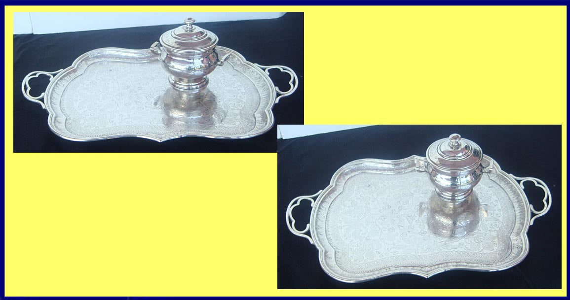 Antique Russian Chased Silver Tray P Milyukov Moscow 1893 (4851)