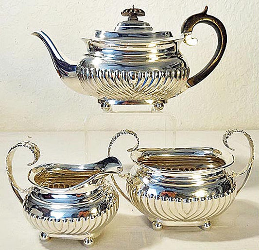 antique sterling silver teaset teapot Barnard Brothers