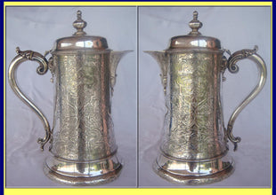 Antique WINE JUG FLAGON 1850 STERLING SILVER R HENNEL (1284)