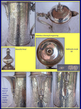 Antique WINE JUG FLAGON 1850 STERLING SILVER R HENNEL (1284)