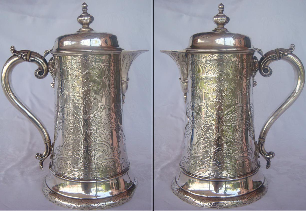 antique sterling silver wine jug